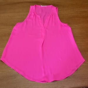 Lush Lightweight Sleeveless Top in Bright  Pink, V-Neck, Relaxed Fit, Size M